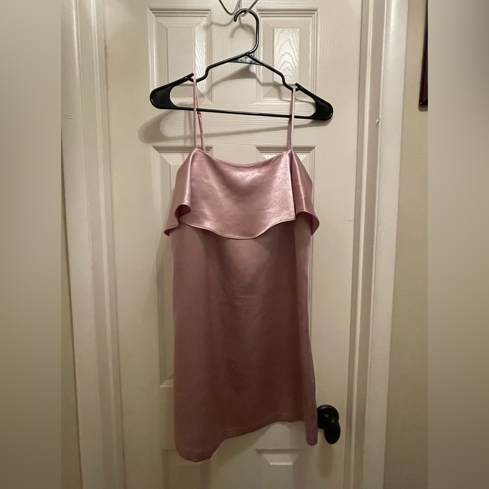 Kimchi Blue Satin Slip Mini Dress in Dusty Pink